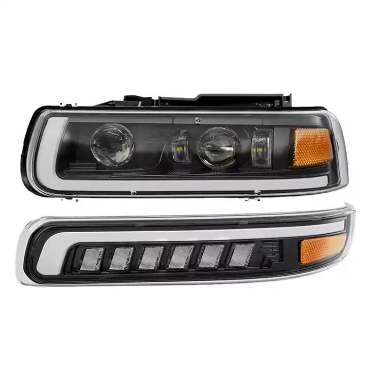 99-02 Silverado, 99-06 Tahoe/Suburban Full LED Projector Headlights - CLEAR REFLECTORS