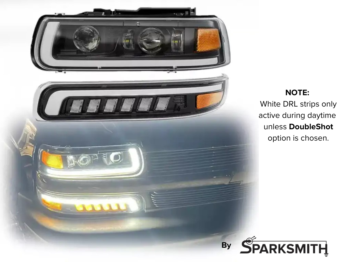 99-02 Silverado, 99-06 Tahoe/Suburban Full LED Projector Headlights - CLEAR REFLECTORS