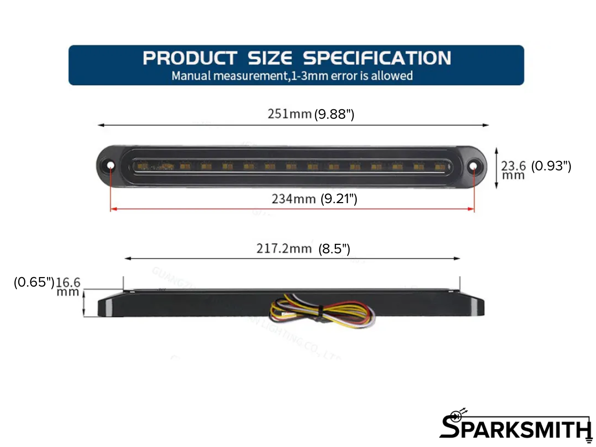 Universal BrakeBar 2.0 - Animated Startup Red LED Running Light and Sequential Switchback Turn Signal