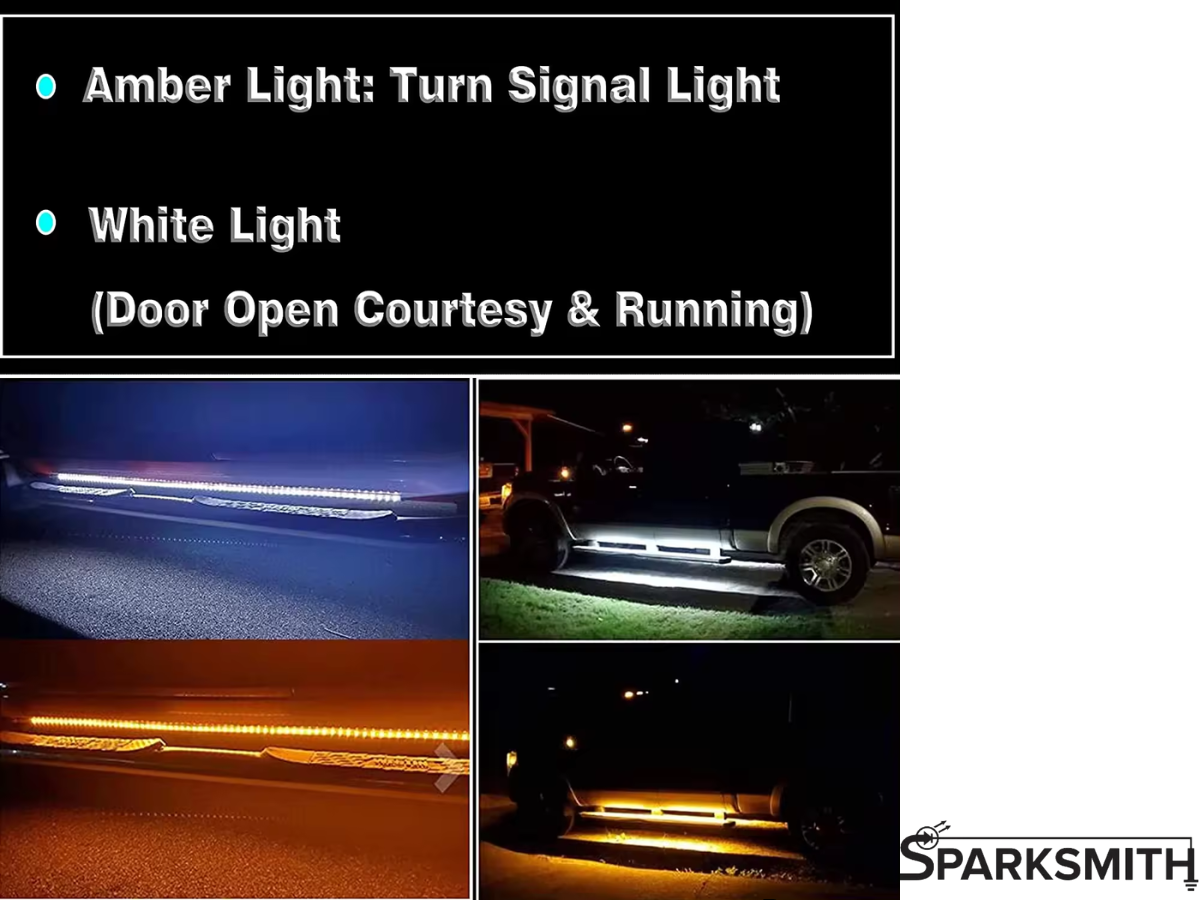 LED Running Board Light for Crew Cab Trucks, Switchback White/Amber Side Marker Kit