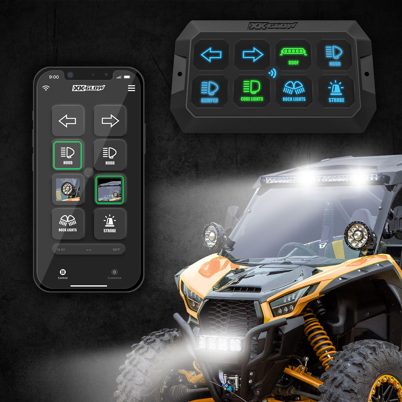 XKCOMMAND OFF ROAD SWITCH PANEL WITH BLUETOOTH-CONTROLLED APP