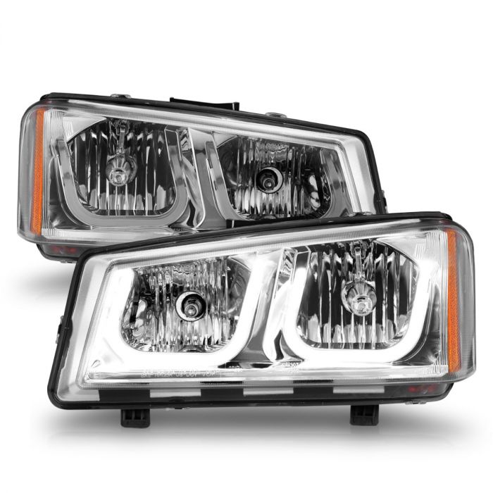 CHEVY SILVERADO / AVALANCHE 03-06 CRYSTAL U-BAR HEADLIGHTS CHROME