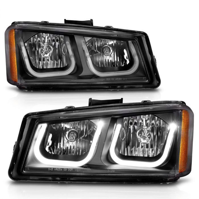 CHEVY SILVERADO / AVALANCHE 03-06 CRYSTAL HEADLIGHTS U-BAR BLACK