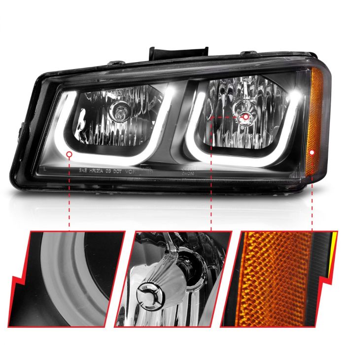 CHEVY SILVERADO / AVALANCHE 03-06 CRYSTAL HEADLIGHTS U-BAR BLACK