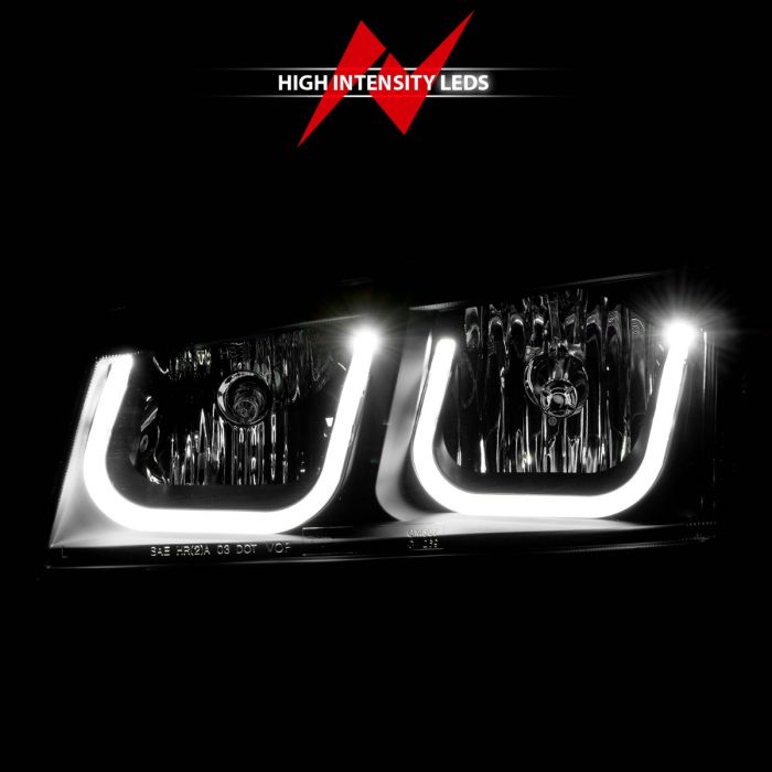 CHEVY SILVERADO / AVALANCHE 03-06 CRYSTAL HEADLIGHTS U-BAR BLACK