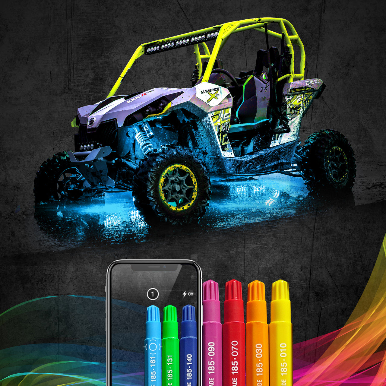 XKGlow LED RGB Rock Light with XKchrome Smartphone App-enabled Bluetooth Advanced Kit