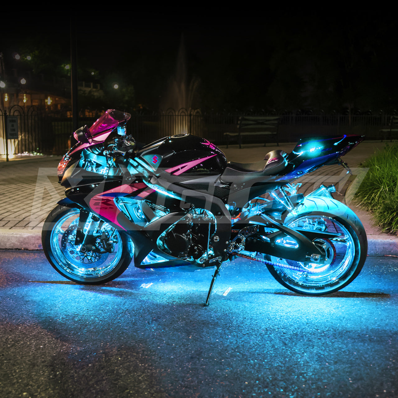 8 Pod 2 Strips Single Color Motorcycle ATV Snowmobile LED Underglow Kit - XK GLOW