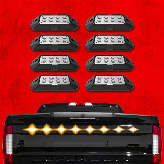 8pc Strobe Lights w/ Traffic Modes, Ultra Bright LEDs, Multiple Strobe Modes + Solid On