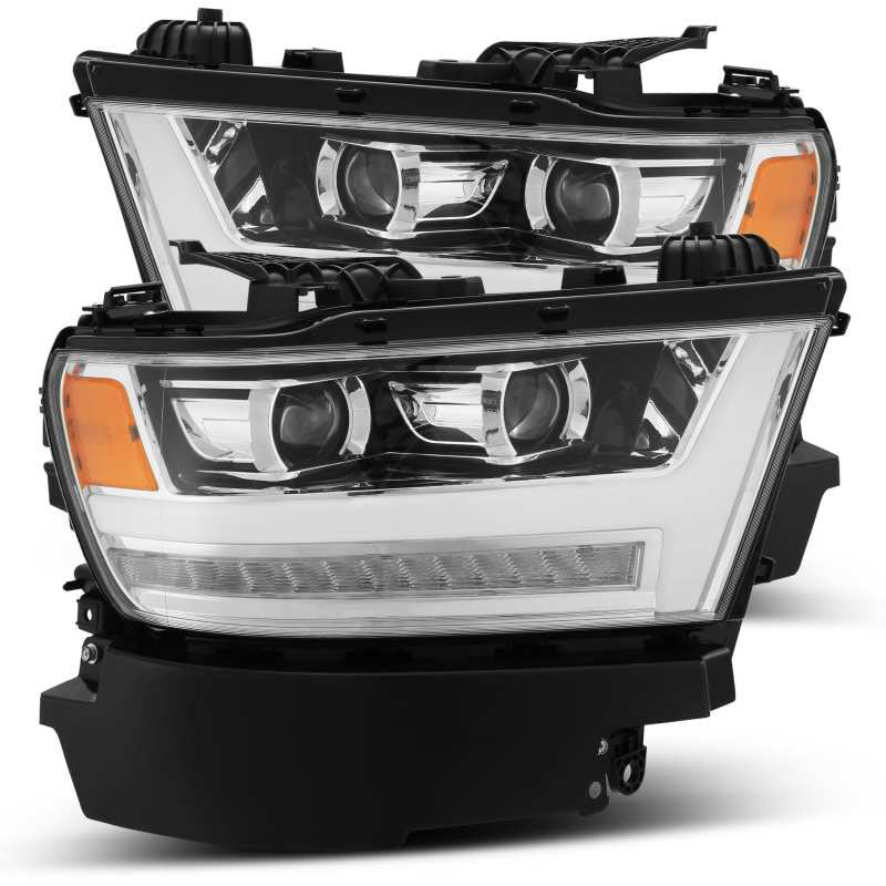 ALPHAREX RAM 1500HD PRO-SERIES PROJ HEADLIGHT PLNK STYL CHRM W/ACTIV LIGHT/SEQ SIGNAL/PLNK DRL; 2019-2020