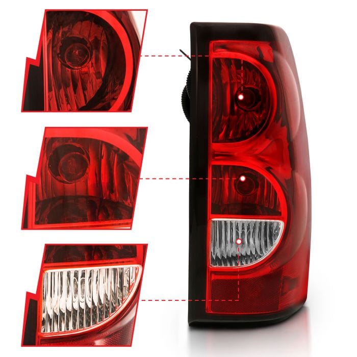 CHEVY SILVERADO 03-06 1500/2500/3500 / 07 CLASSIC TAIL LIGHTS RED/CLEAR LENS W/ BLACK TRIM (OE TYPE) (DOES NOT FIT DUALLY MODELS)