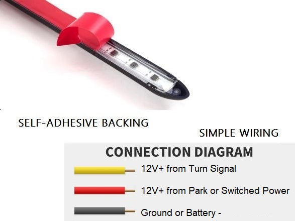 Universal BrakeBar - Animated Startup Red LED Running Light and Sequential Switchback Functions