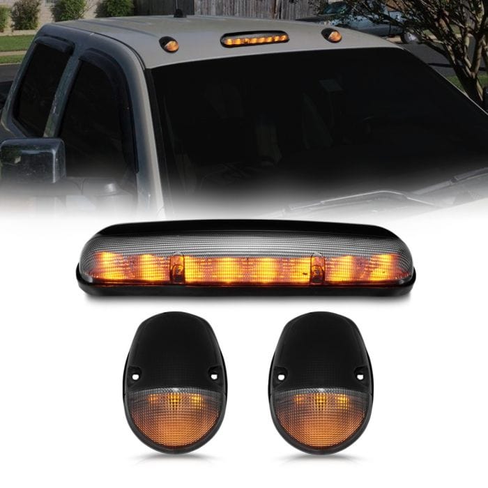 CHEVY SILVERADO / GMC SIERRA CLASSIC 02-07 LED AMBER CAB LIGHTS CHROME SMOKE LENS 3PC