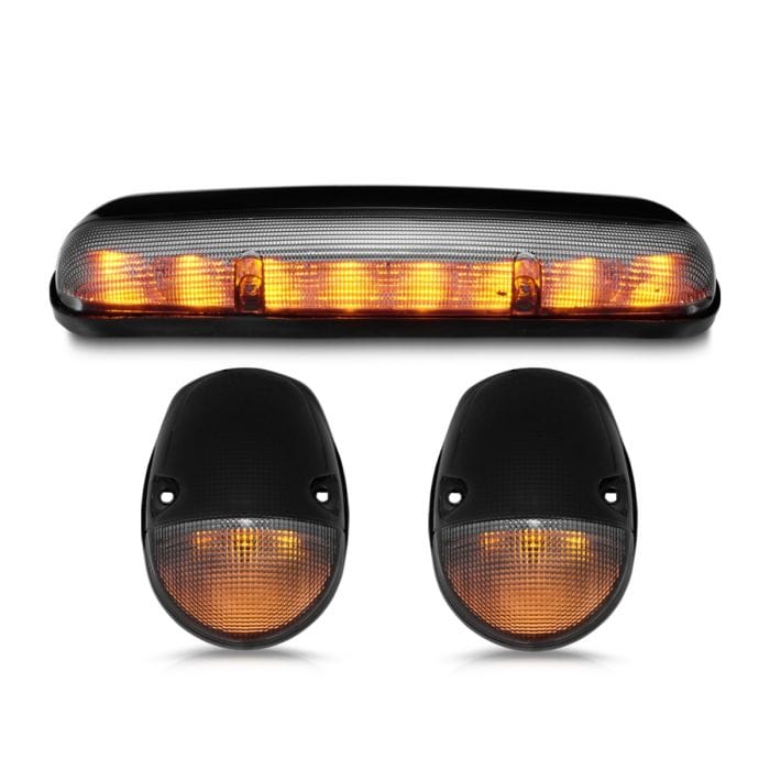 CHEVY SILVERADO / GMC SIERRA CLASSIC 02-07 LED AMBER CAB LIGHTS CHROME SMOKE LENS 3PC